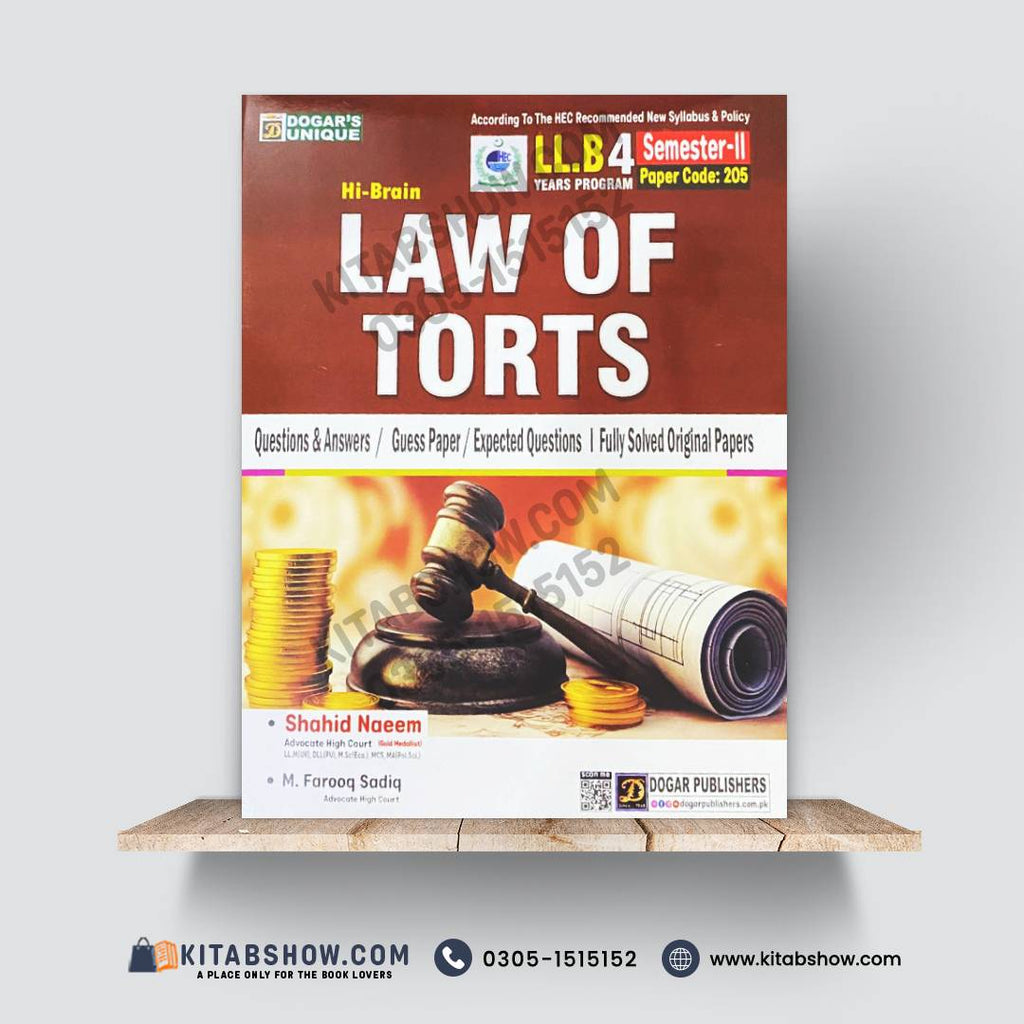 Hi-Brain Law of Torts LL.B 4 Years Program Semester-II Book