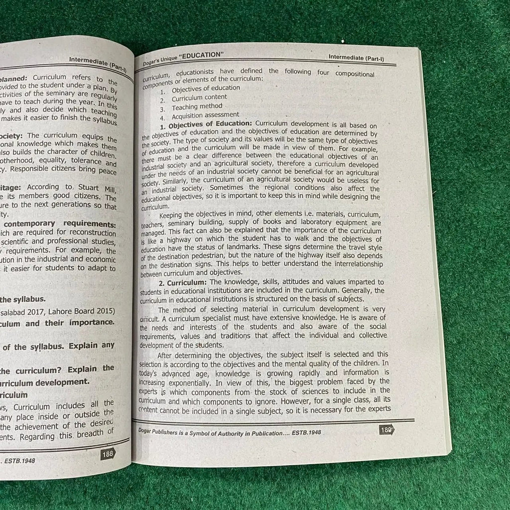 Intermediate Education Part-I – Subjective & Objective Guide