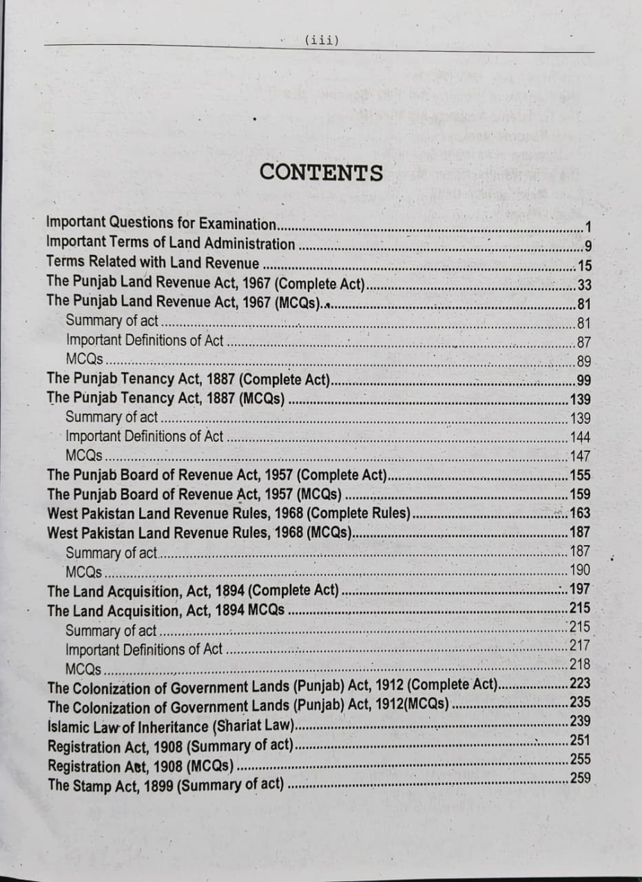 Land Revenue Laws by Ch. Zaman Rasheed (Tesildar)