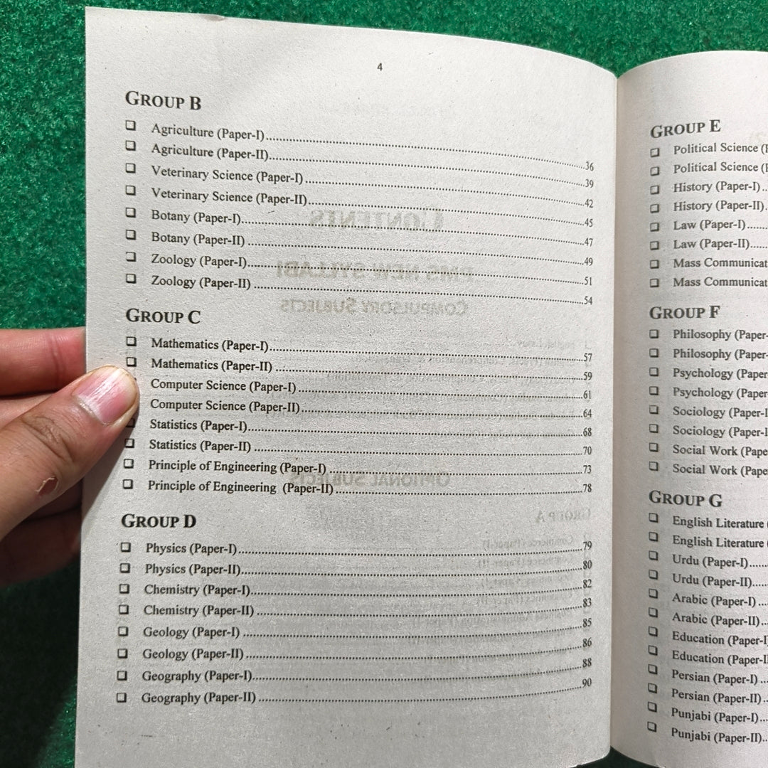 PMS Complete Syllabus and Past Papers (Compulsory + Oprional Subjects)