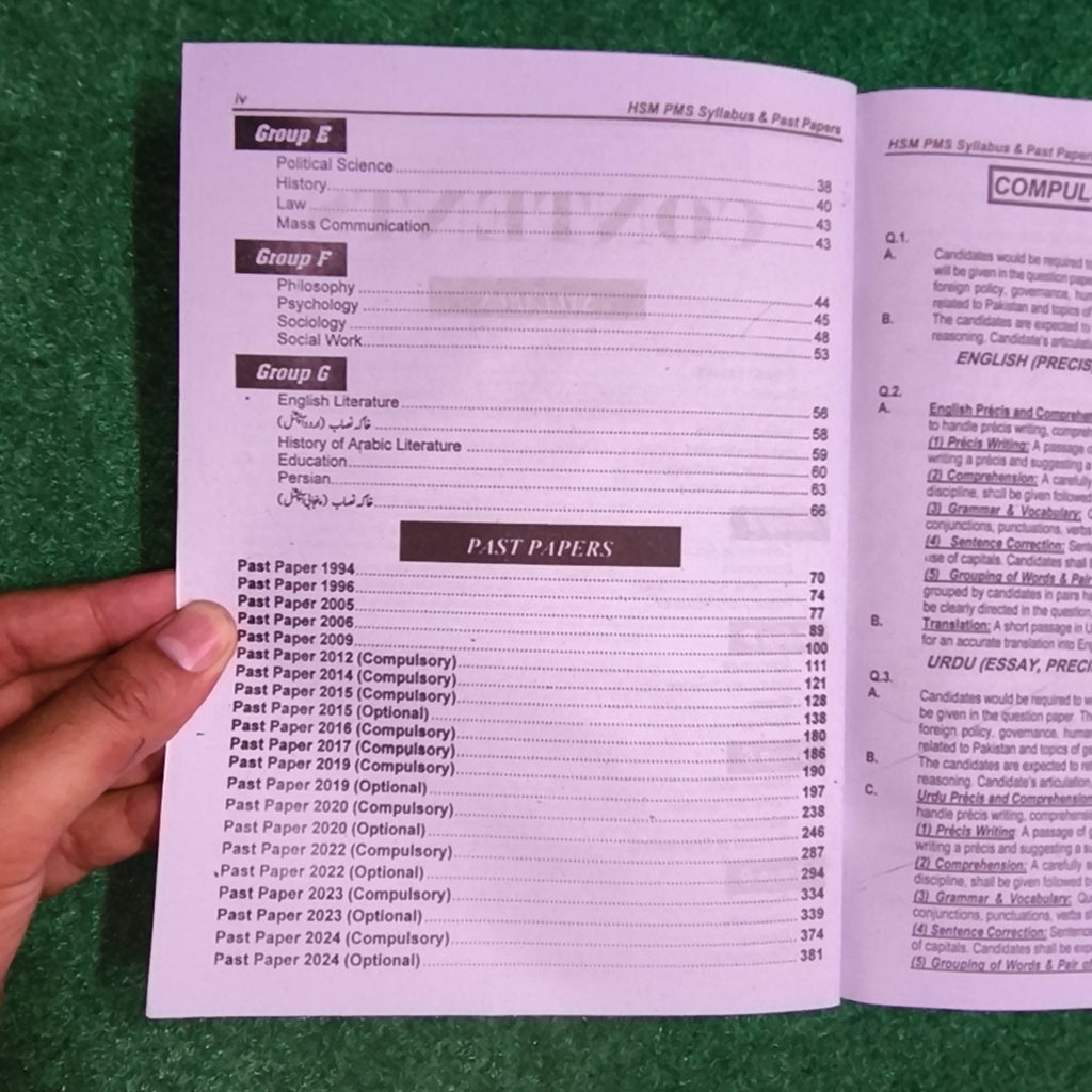 PMS Syllabus & Past Papers From 1994 to Date