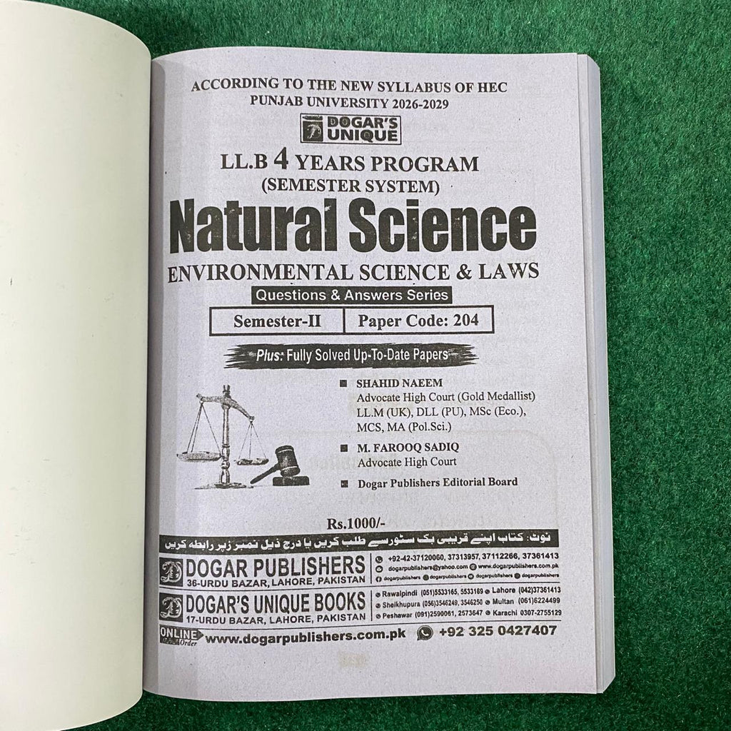 Hi-Brain Natural Science LL.B 4 Years Program Semester-II Book
