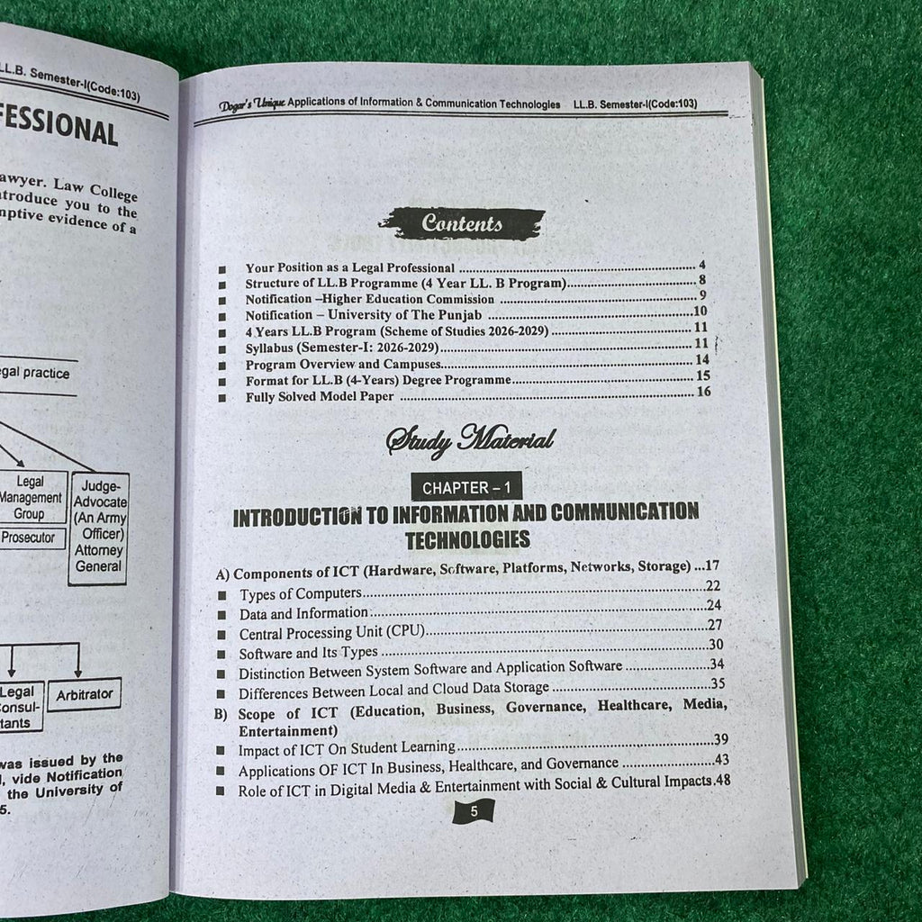 Hi-Brain Applications of Information & Communication Technologies LL.B 4 Years Program Part-I Semester-I Book