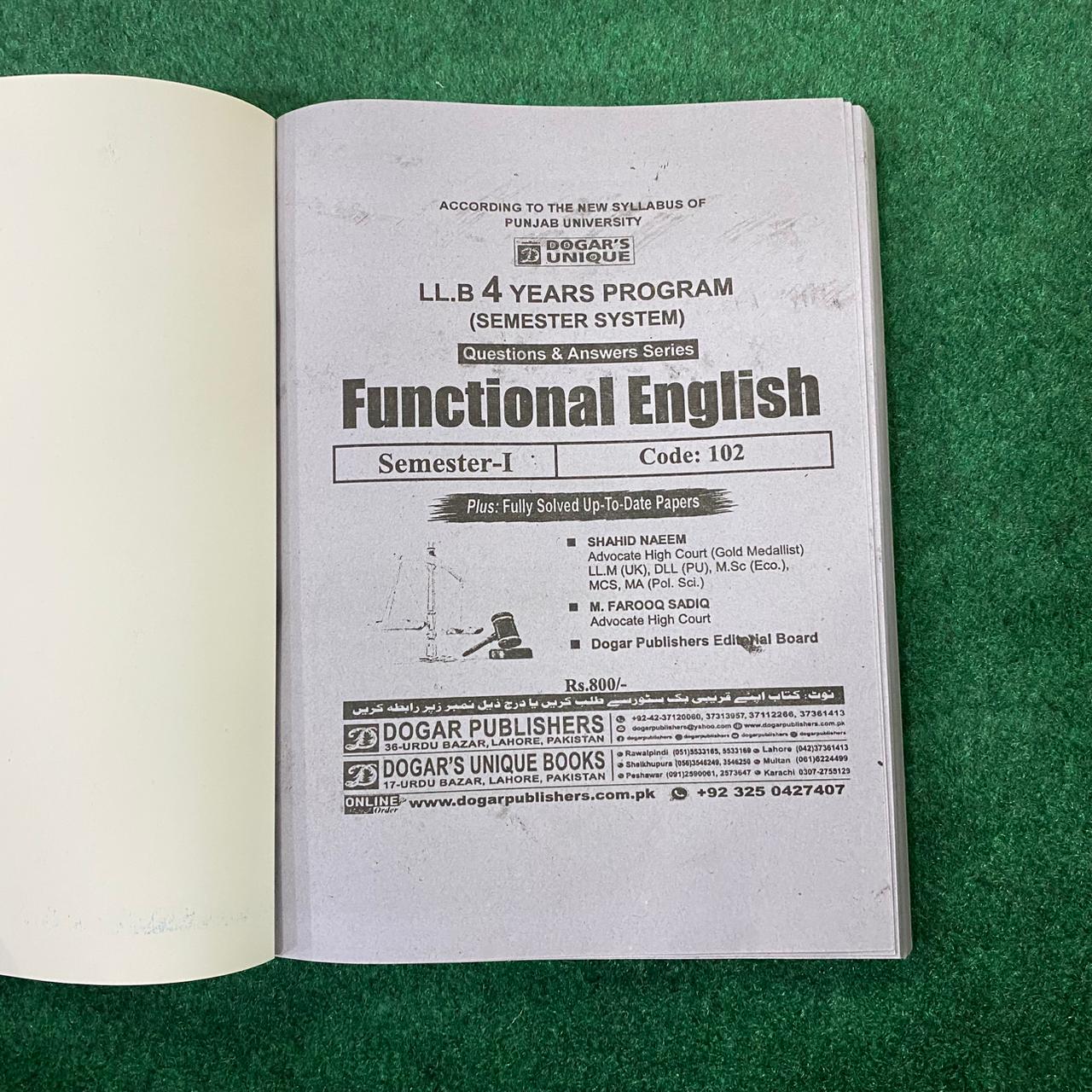 Hi-Brain Functional English LL.B 4 Years Program Part-I Semester-I Book