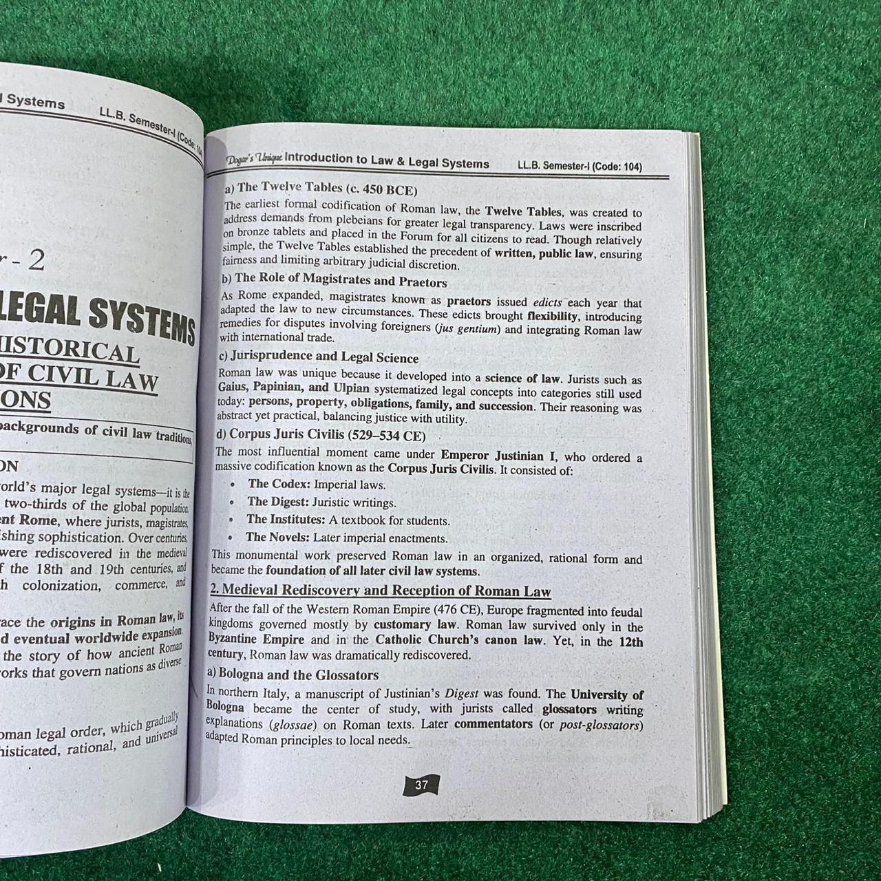 Hi-Brain Introduction to Law & Legal Systems LL.B 4 Years Program Part-I Semester-I Book