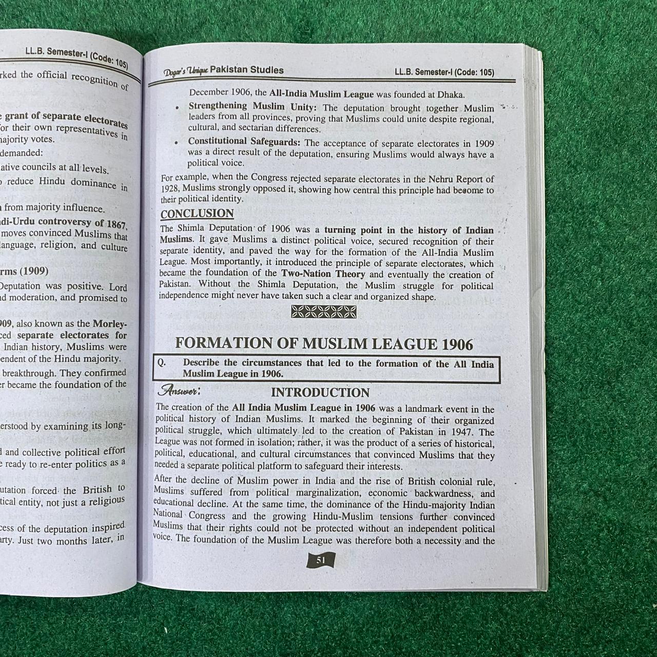 Hi-Brain Pakistan Studies LL.B 4 Years Program Part-I Semester-I Book