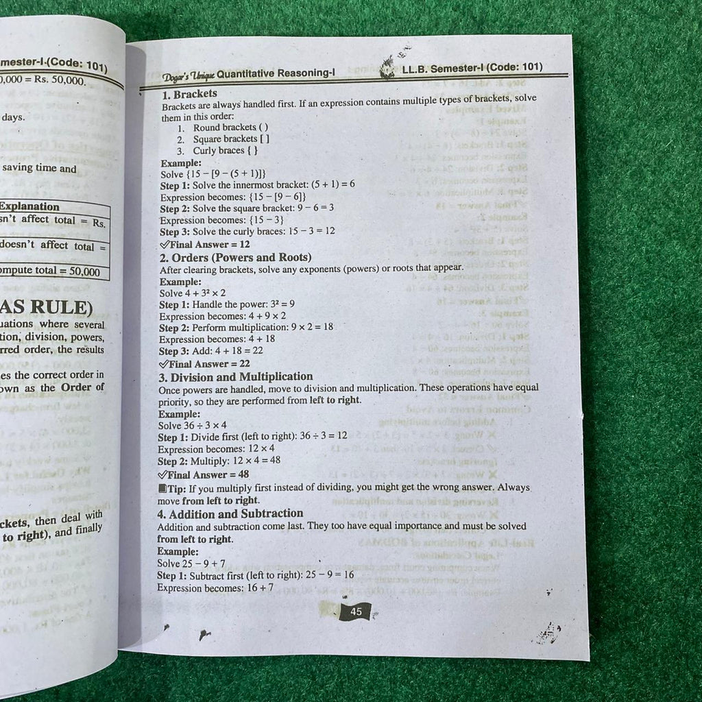 Hi-Brain Quantitative Reasoning-I LL.B 4 Years Program Part-I Semester-I Book