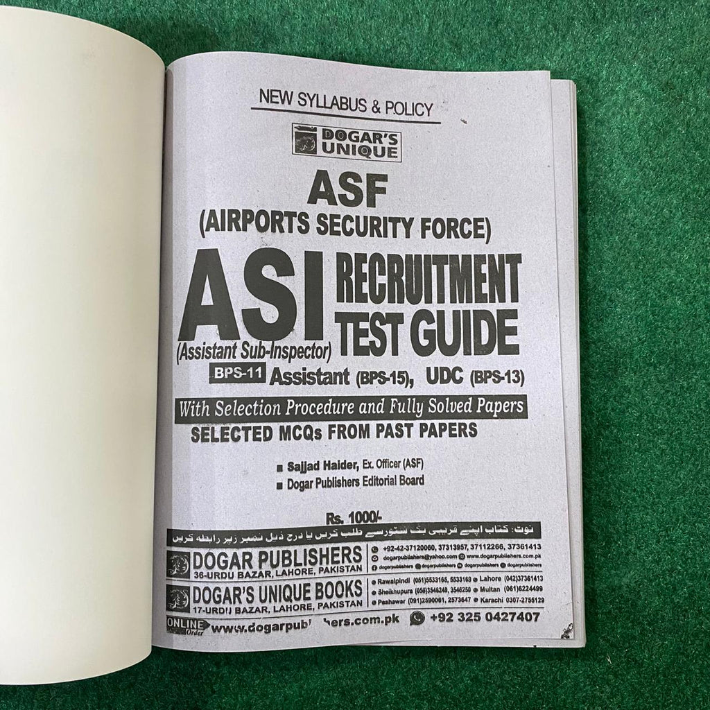 ASF Recruitment Test Guide (BPS-11) – Latest Edition