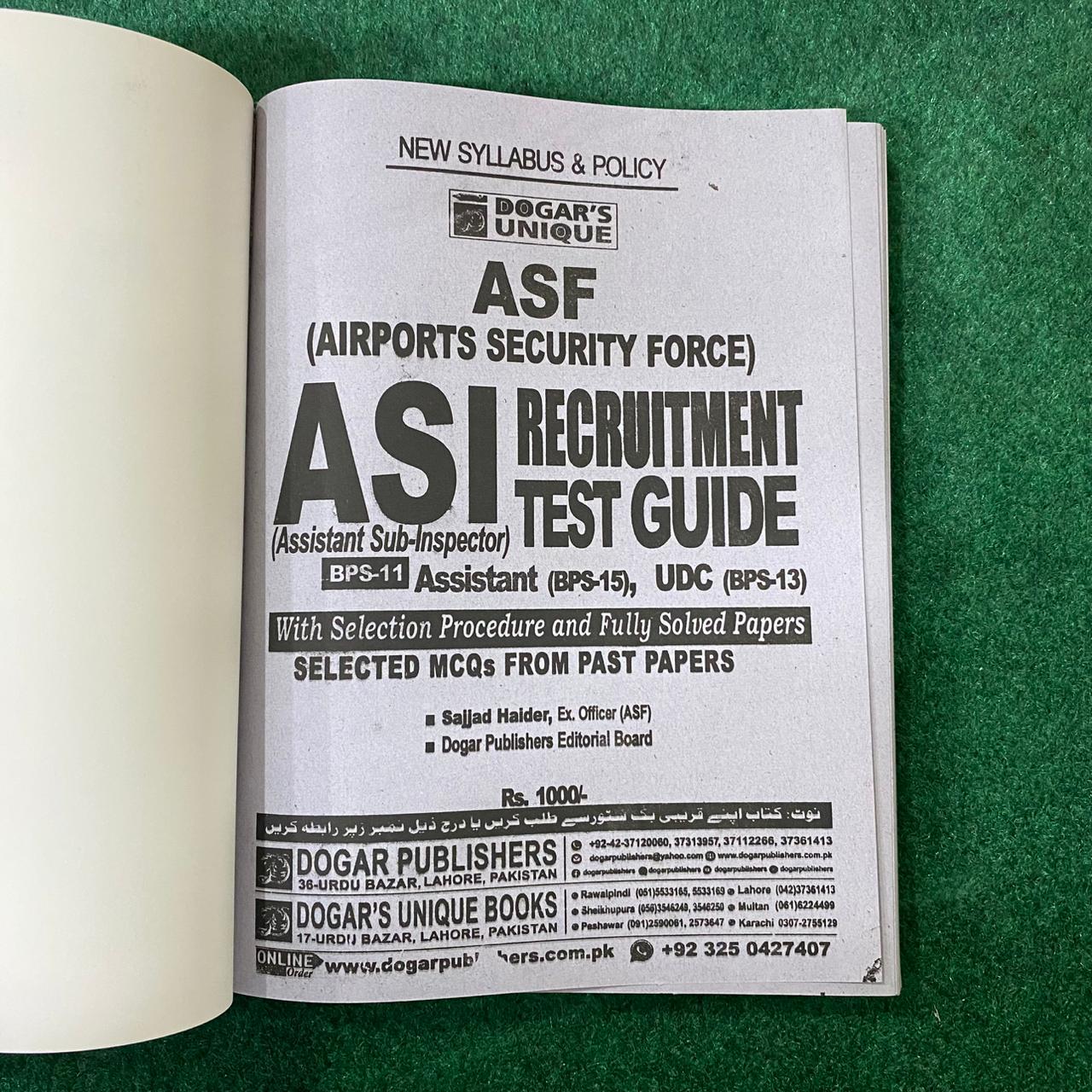 ASF Recruitment Test Guide (BPS-11) – Latest Edition