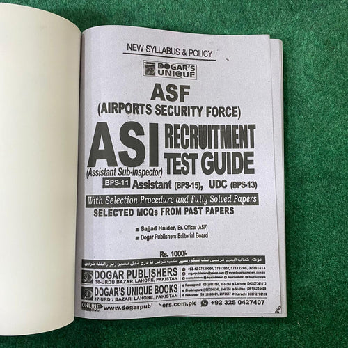 ASF Recruitment Test Guide (BPS-11) – Latest Edition