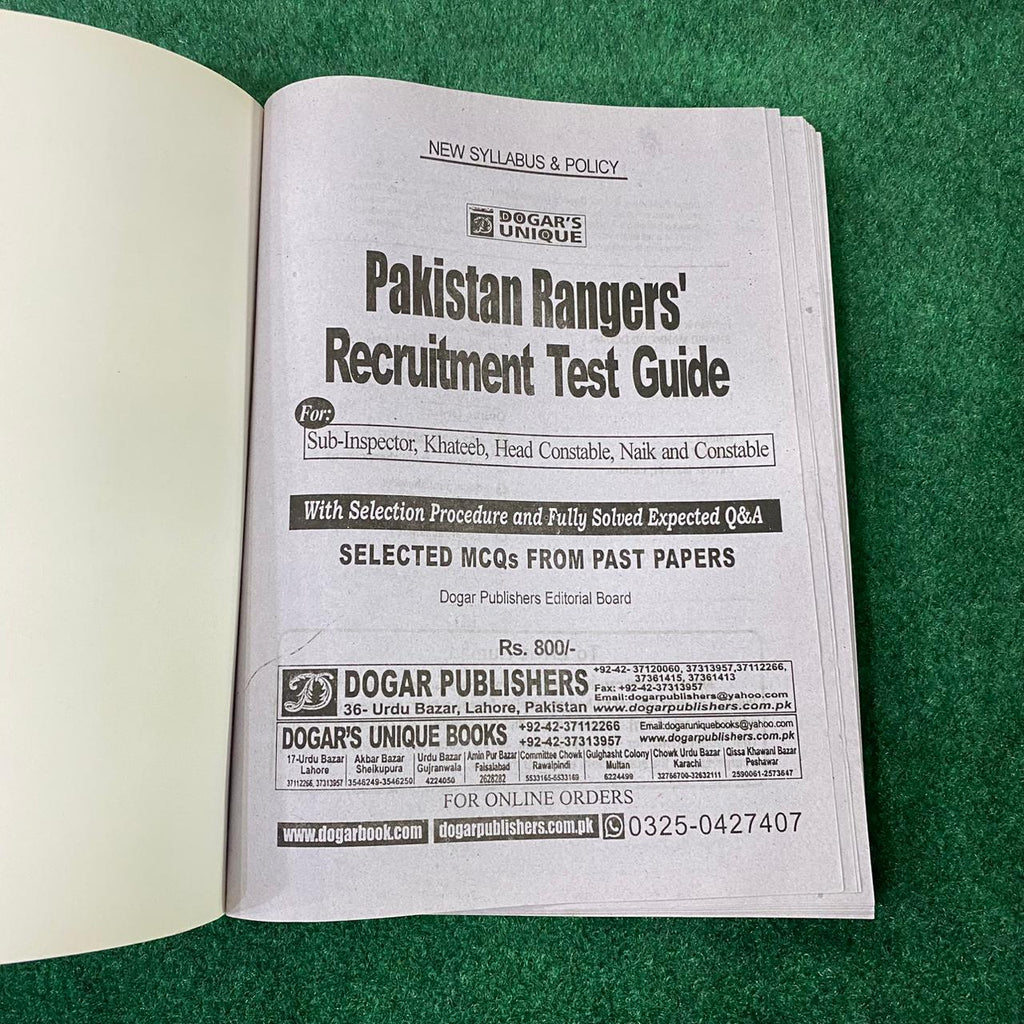 Pakistan Rangers Recruitment Test Guide