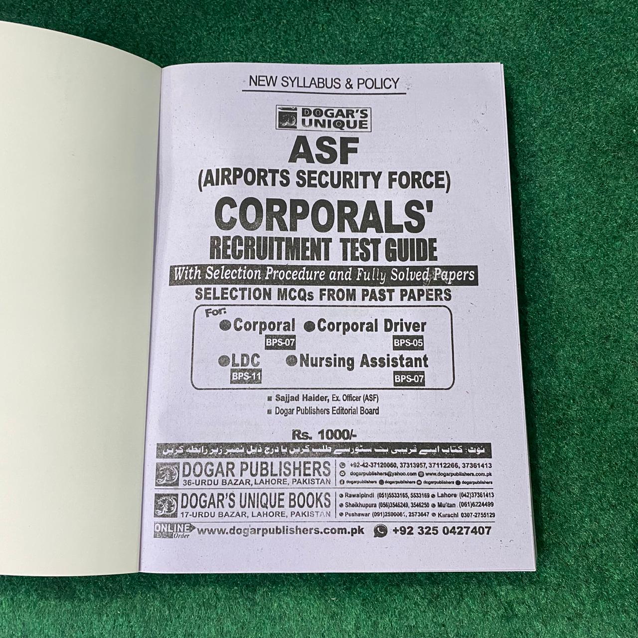 ASF Corporal Recruitment Test Guide (Edition 2026–2027)