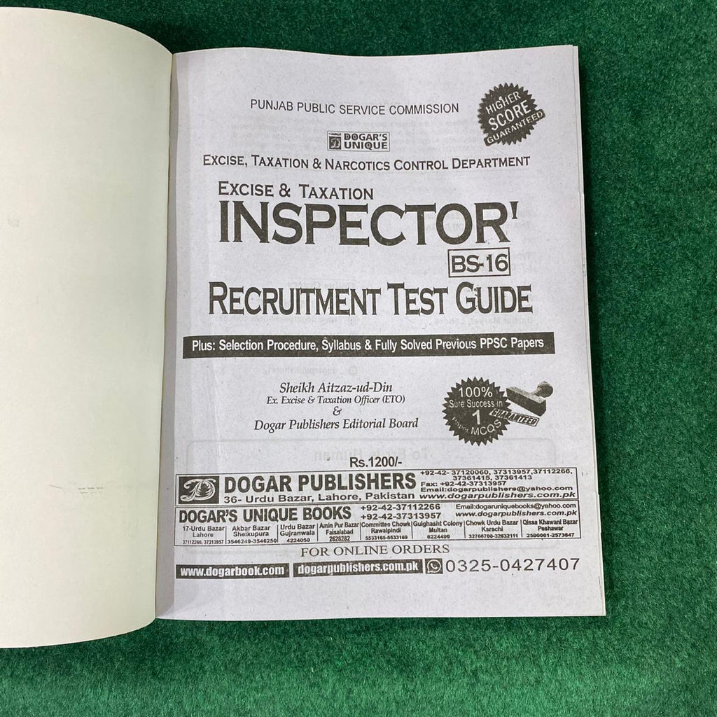 Excise & Taxation Inspector Recruitment Test Guide