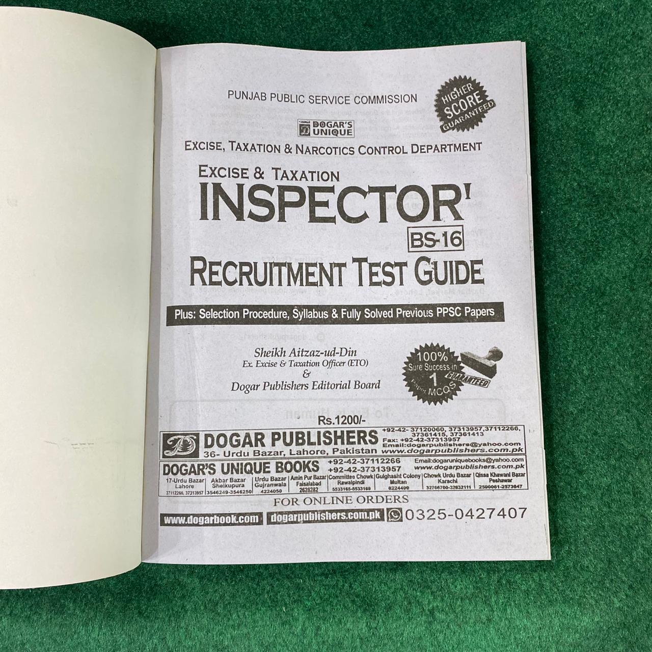 Excise & Taxation Inspector Recruitment Test Guide