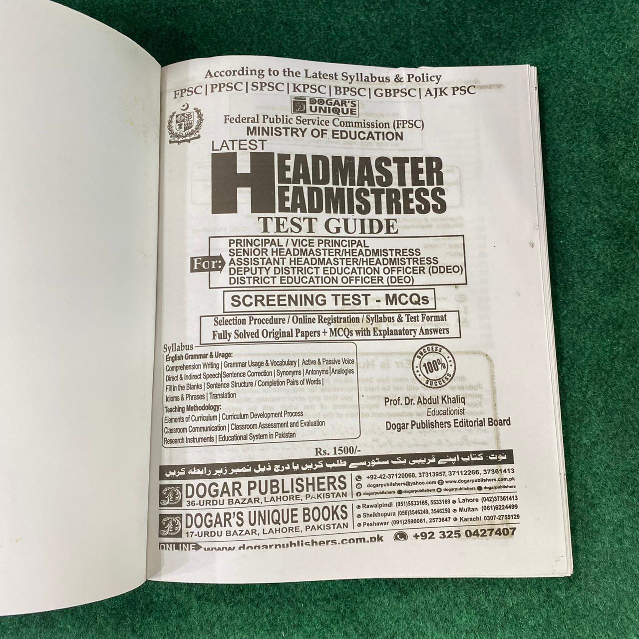 Headmaster / Headmistress Recruitment Test Guide