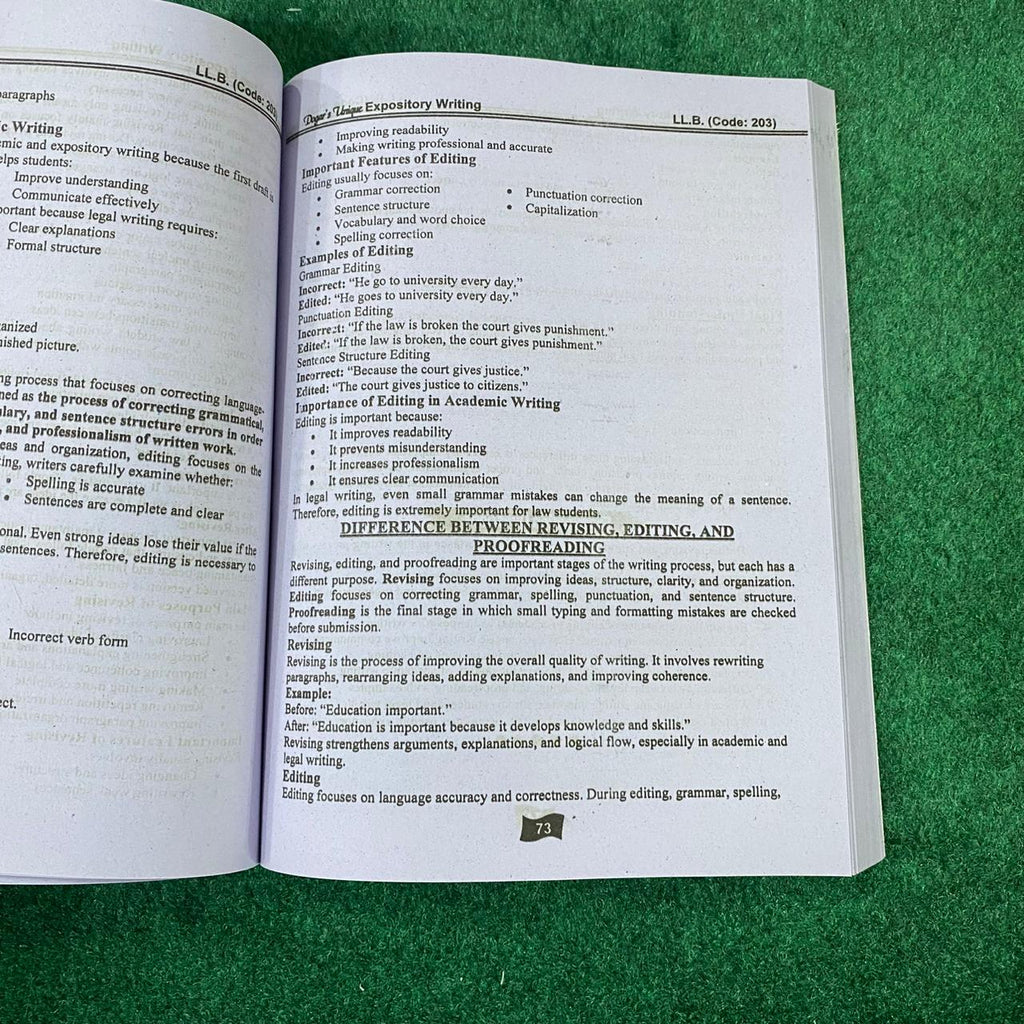 Expository Writing (LL.B 4 Years Program – Semester II)