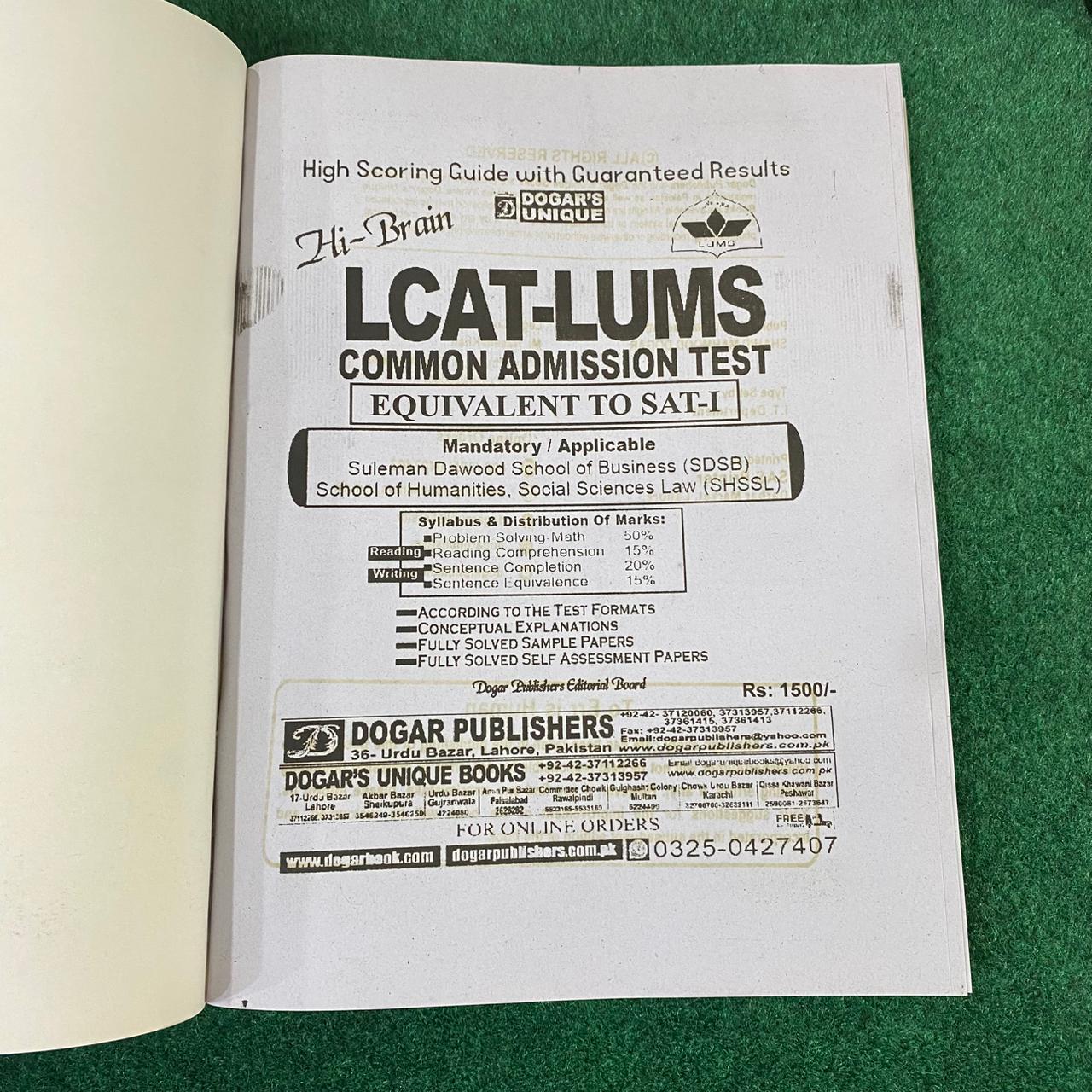 LUMS Common Admission Test (LCAT) Guide – SAT-I