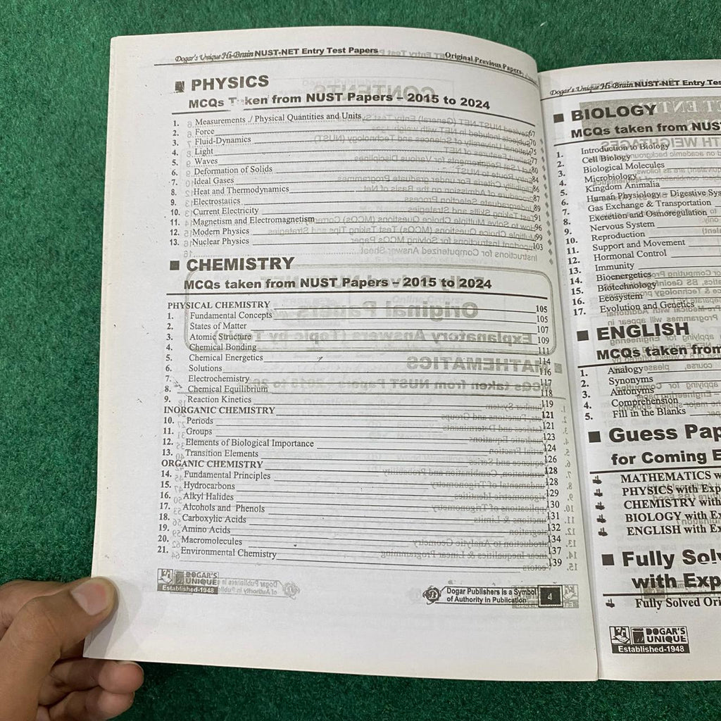 NUST NET Original Papers & Guess Paper / Expected Questions