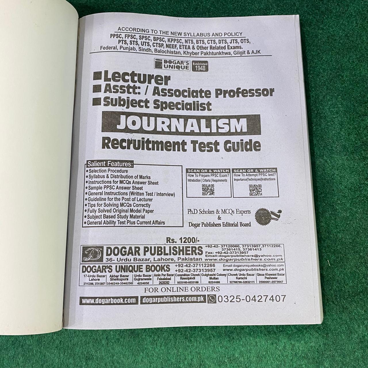 Lecturer / Assistant Professor Subject Specialist Guide for Journalism