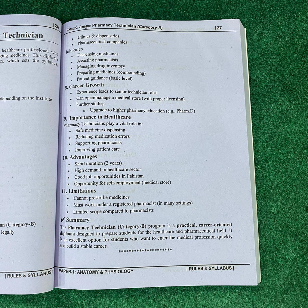 Anatomy & Physiology – Pharmacy Technician Category-B (1st Year)