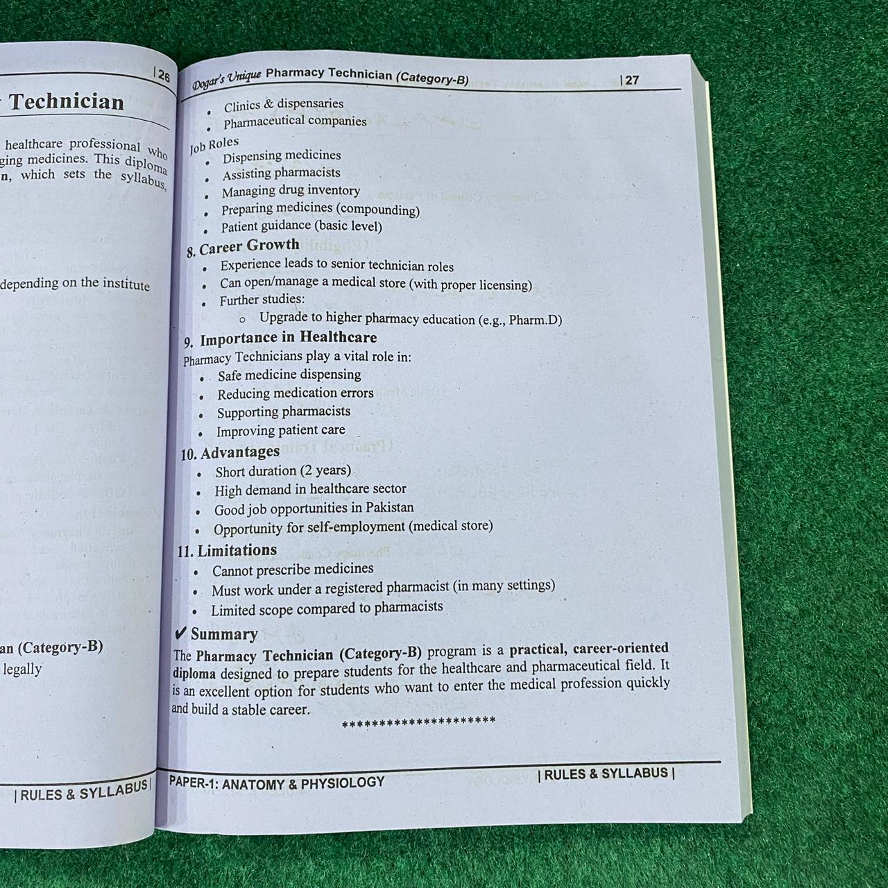 Anatomy & Physiology – Pharmacy Technician Category-B (1st Year)