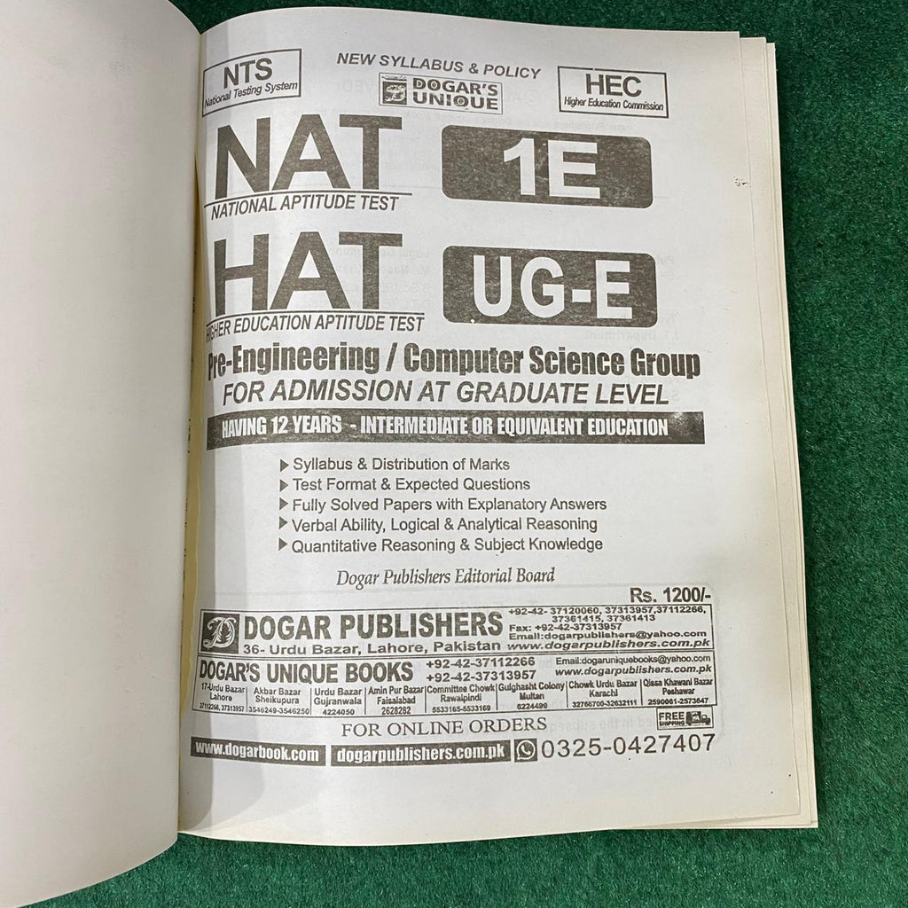NAT-IE / HAT-UG-E (Pre-Engineering Group) – National & Higher Education Aptitude Test Guide