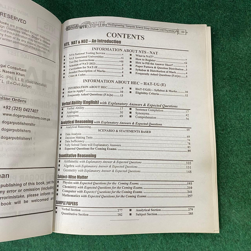 NAT-IE / HAT-UG-E (Pre-Engineering Group) – National & Higher Education Aptitude Test Guide
