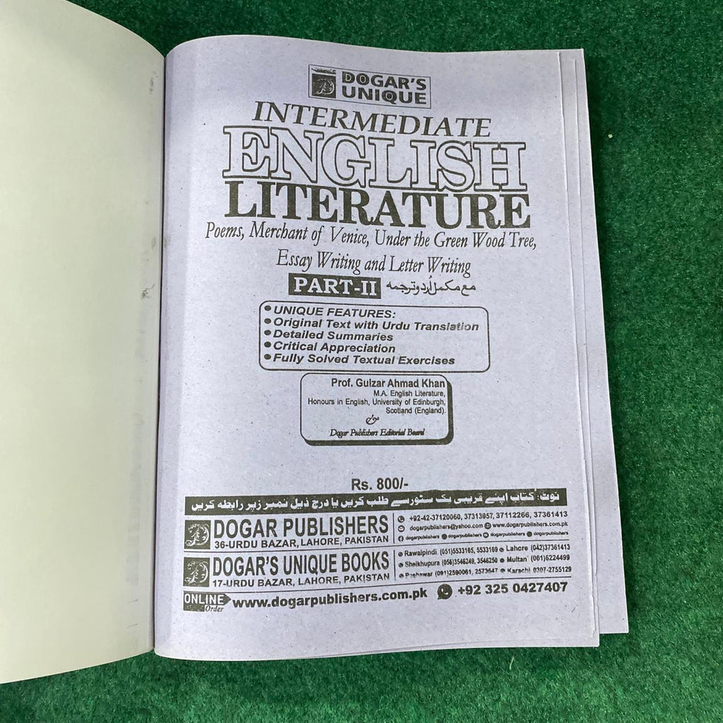Intermediate English Literature Part 2 (12th Class) – Subjective & Objective Guide
