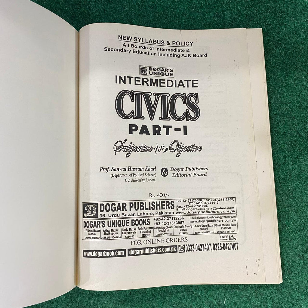 Intermediate Civics Part-I – Subjective & Objective Guide
