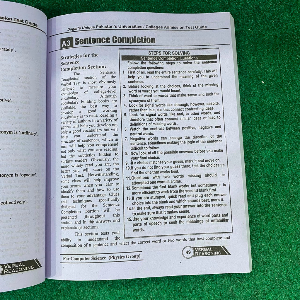 PU-CSP USAT-CS(P) Computer Science/Physics Admission Test by Dogar Publishers